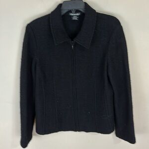Vintage Black Boiled Wool Full Zip Jacket Blazer Size Medium